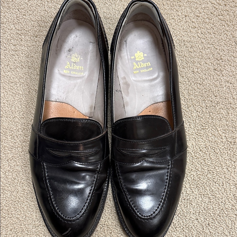 Alden Classic Black Leather Slip-On Penny Loafers